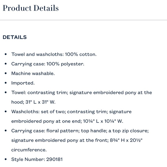 Ralph Lauren- Baby Towel Set with Case - Picture 5 of 5